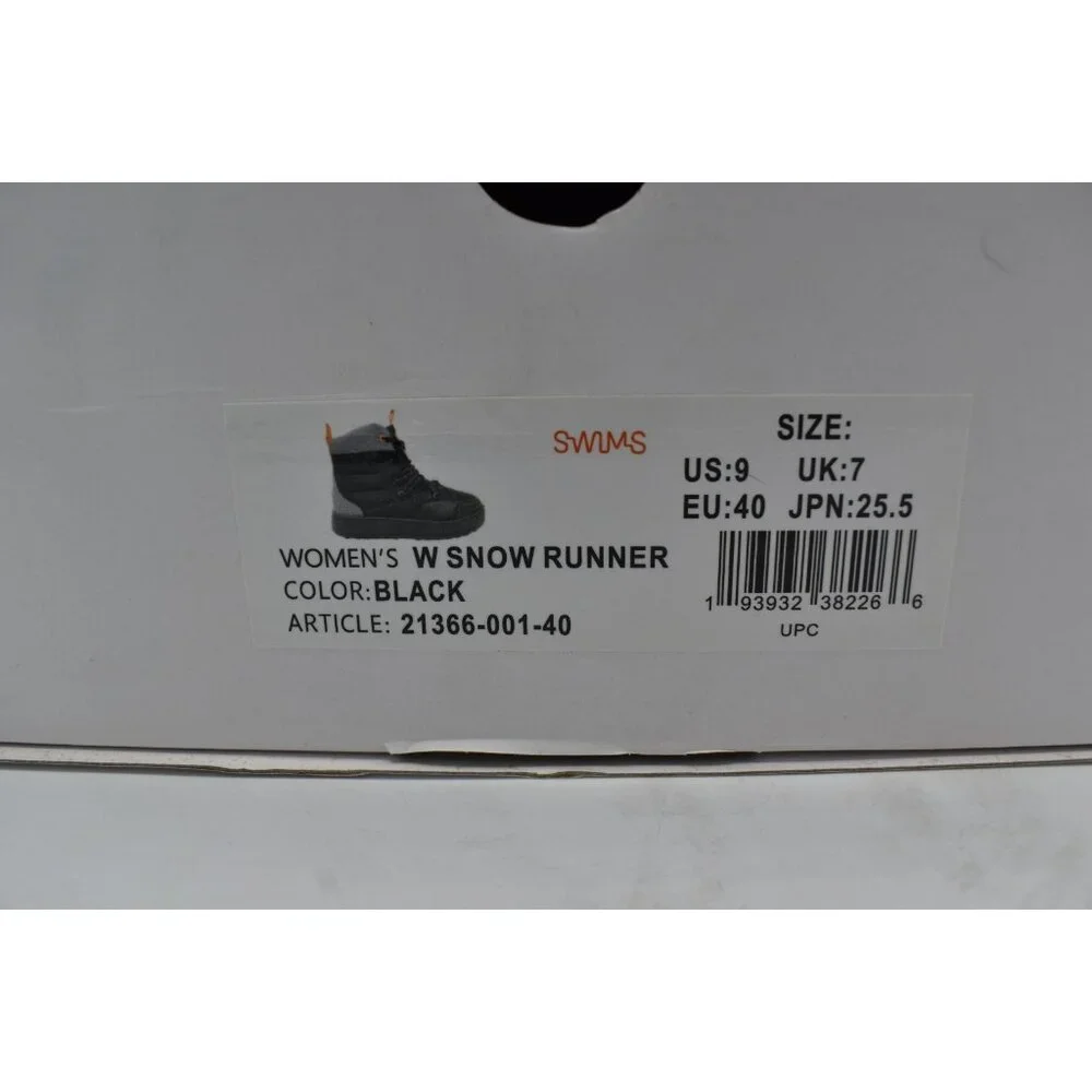 SWIMS Womens 9 Snow Runner Black‎ Orange Insulated High-Top Lace-Up Snow Boots